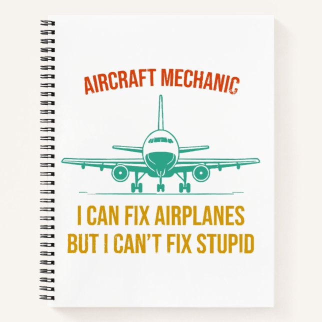 Mechaniker des Flugzeugs kann ich Flugzeuge repari Notizbuch (Vorderseite)