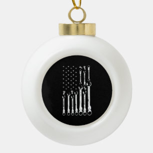 Mechaniker-Flagge Amerikanische patriotische Flagg Keramik Kugel-Ornament