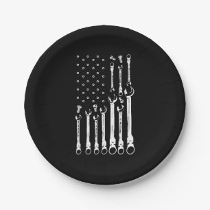 Mechaniker-Flagge Amerikanische patriotische Flagg Pappteller
