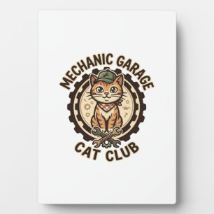 Mechaniker Garage Katze POD Vektorgrafik - Mechani Fotoplatte