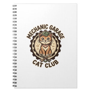 Mechaniker Garage Katze POD Vektorgrafik - Mechani Notizblock