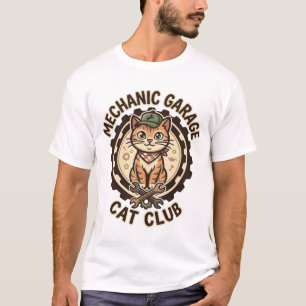 Mechaniker-Garagen-Katze POD-Vektorgrafik - Mechan T-Shirt