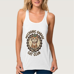 Mechaniker-Garagen-Katze POD-Vektorgrafik - Mechan Tank Top
