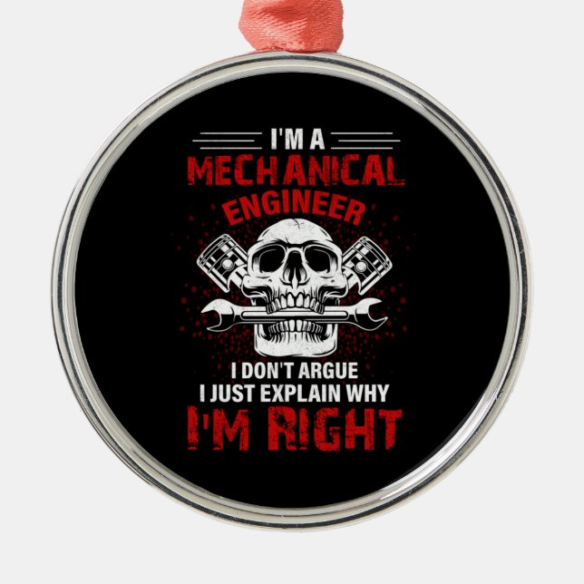 Mechaniker Ich bin Maschineningenieur Ornament Aus Metall (Vorne)