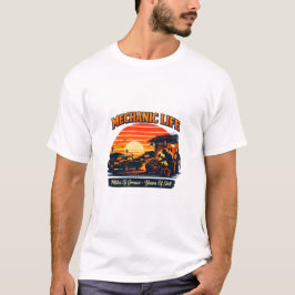 Mechaniker-Leben Retro-Sonnenuntergang Meilen des  T-Shirt