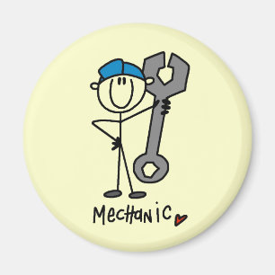 Mechaniker Mit Schraubenschlüssel-Strichmännchen Magnet