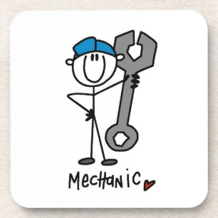 Mechaniker Mit Schraubenschlüssel-Strichmännchen Untersetzer