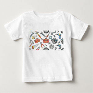 Mechaniker Motor Kinderzeichnung Wachsmalstift Bun Baby T-shirt