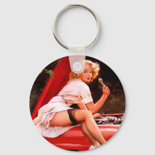 Mechaniker Pin Up Schlüsselanhänger