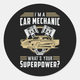 Mechaniker Superpower Funny Gift Idee Runder Aufkleber