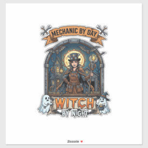 Mechaniker Tag Hexen Nacht Halloween Steampunk Fra Aufkleber
