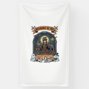 Mechaniker Tag Hexen Nacht Halloween Steampunk Fra Banner