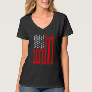 Mechaniker US-Flagge Tuning Auto Reparatur Mechani T-Shirt