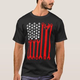 Mechaniker US-Flagge Tuning Auto Reparatur Mechani T-Shirt