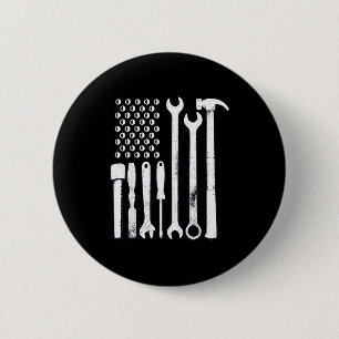 Mechaniker-Werkzeuge Amerikanische Flagge USA Kuns Button