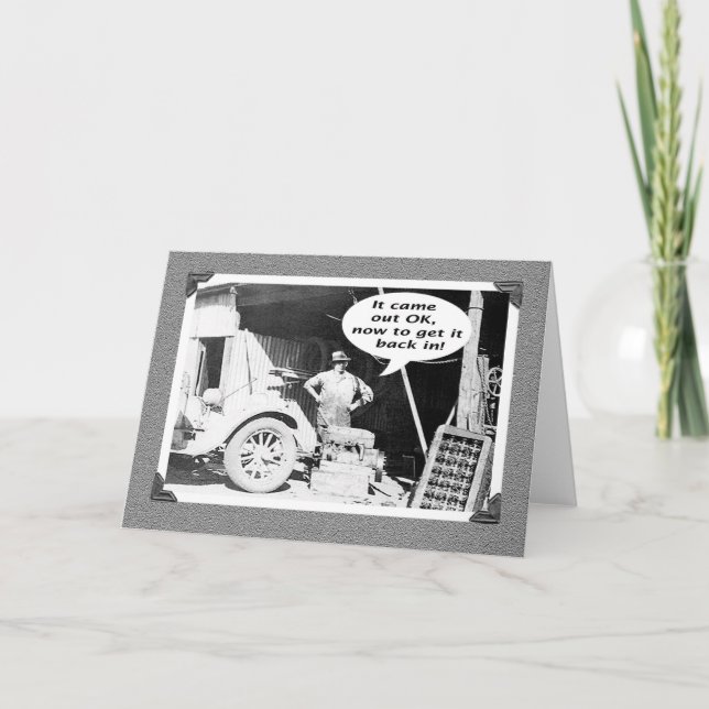 Mechanikwerkstatt , Vintag, Altfahrzeug und Mechan Karte (Vorderseite)