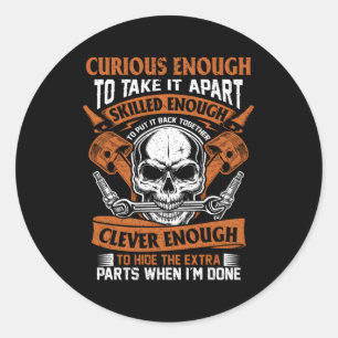 Mechanisch Neugierige Sed und clevere Autobefestig Runder Aufkleber