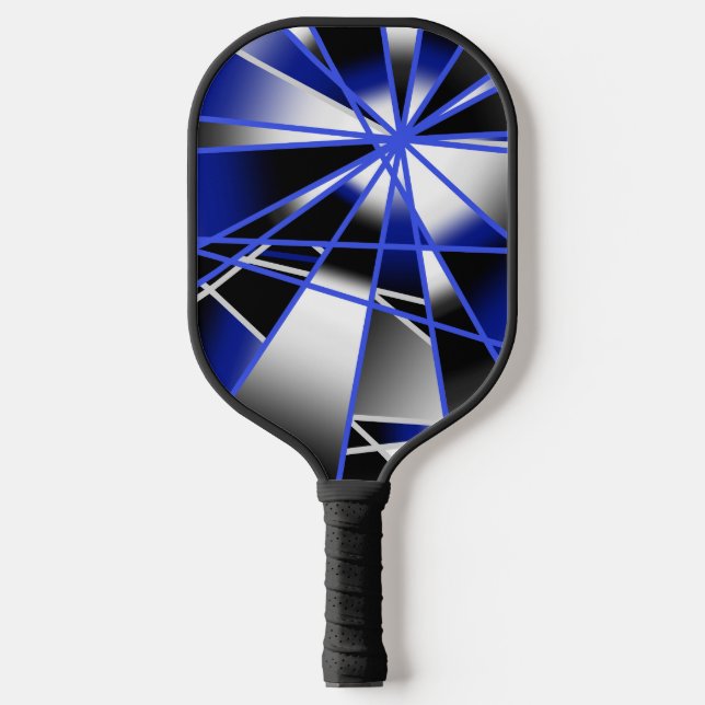 Mechanisch Zeichnend Mosaik mit blauer Farbenfüllu Pickleball Schläger (Vorderseite)