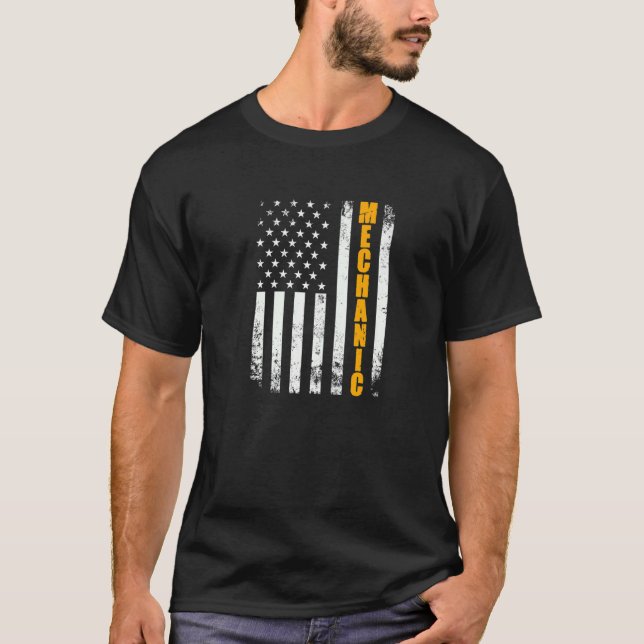 Mechanische amerikanische Flagge Usa Patriotic Pro T-Shirt (Vorderseite)