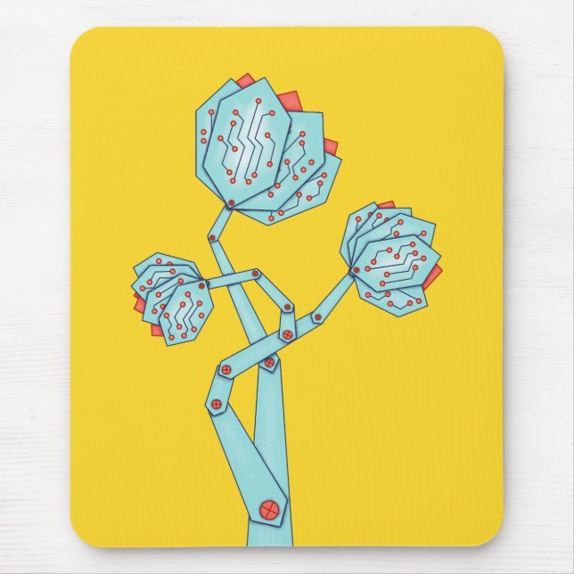 Mechanische Blume Geek Girl Mousepad (Vorne)