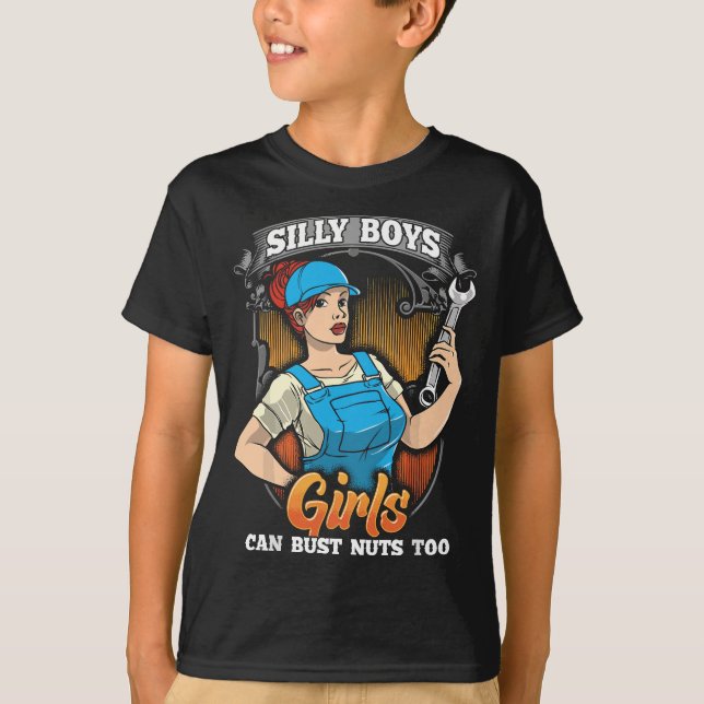 Mechanische Büste der Frau Nüsse Funny Adult Humor T-Shirt (Vorderseite)