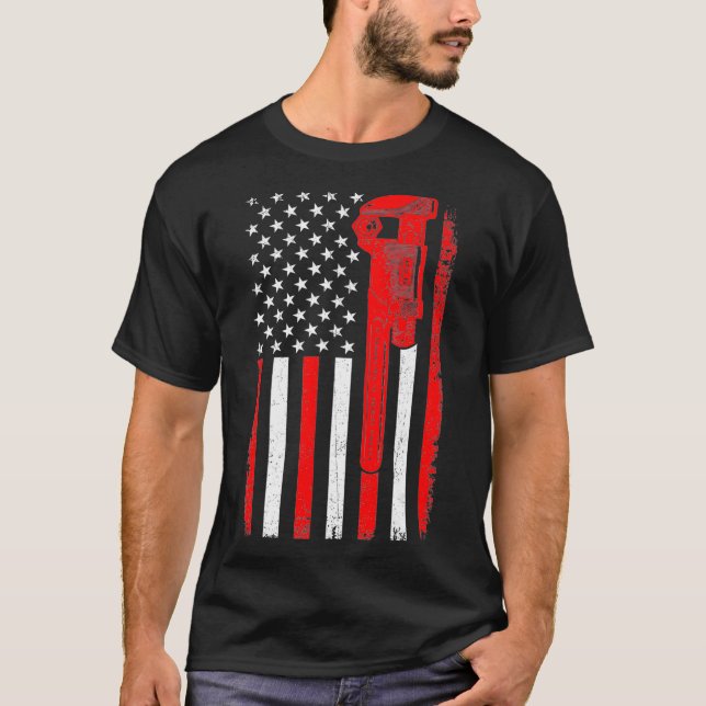 Mechanische CNC Mechanic Tools USA Flag Handyman T-Shirt (Vorderseite)