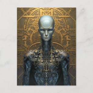 Mechanische Cyborg-Roboter-Science Fiction Postkarte
