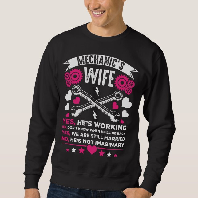 Mechanische Ehefrau Girlfriend Husband Hochzeit Sweatshirt (Vorderseite)