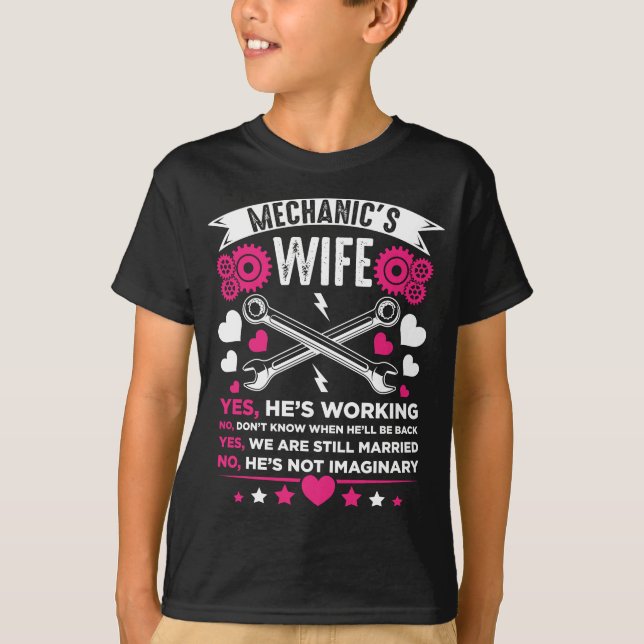 Mechanische Ehefrau Girlfriend Husband Hochzeit T-Shirt (Vorderseite)