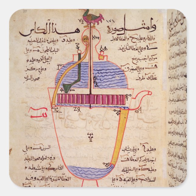 Mechanische Einrichtung zum Wassergießen Quadratischer Aufkleber (Vorderseite)