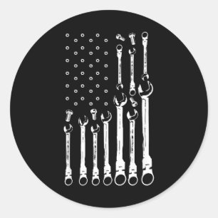 Mechanische Fahne Amerikanisches Flag Flag Mechani Runder Aufkleber