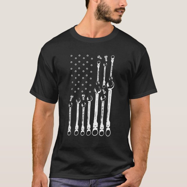 Mechanische Fahne Amerikanisches Flag Flag Mechani T-Shirt (Vorderseite)