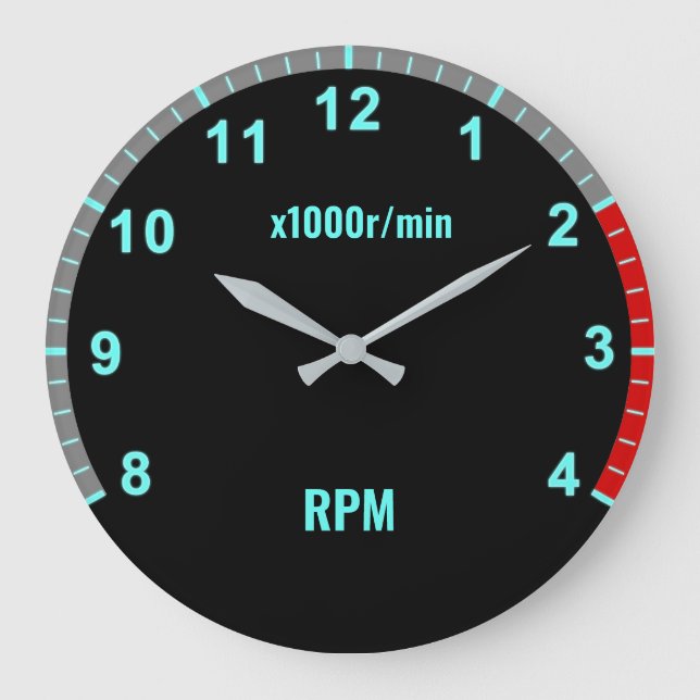 Mechanische Garage für das Auto von Blue Car Tacho Große Wanduhr (Vorderseite)