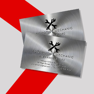 Mechanische Garage Metallische Silber Radialmetall Visitenkarte