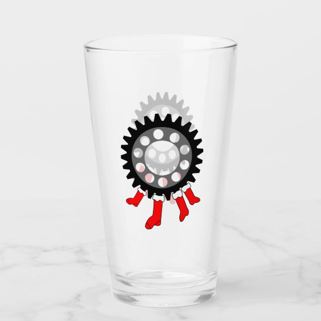 Mechanische Gear Weihnachtsbauten Strumpf Glas (Vorderseite)