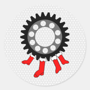 Mechanische Gear Weihnachtsbauten Strumpf Runder Aufkleber