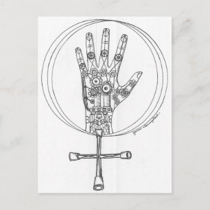 Mechanische Hand Postkarte