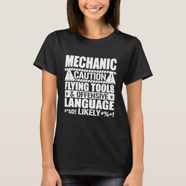 Mechanische Kaution Flying Tools Sprache T-Shirt (Vorderseite)