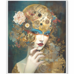 Mechanische Lady Robotic Fantasy Sci-Fi Aufkleber