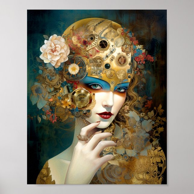 Mechanische Lady Robotic Fantasy Sci-Fi Poster (Vorne)
