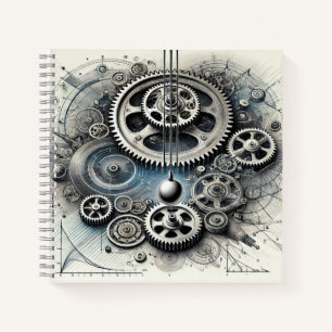 Mechanische Physik Zahnräder, Bewegung & Diagramme Notizbuch
