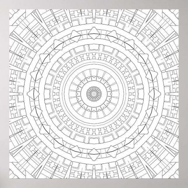 Mechanische Ring-Mandala-Präzisions-Farbkunst Poster (Vorne)
