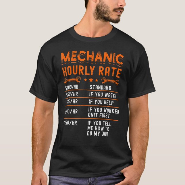Mechanische Shirts Stundensatz Funny Car Auto LKW  (Vorderseite)