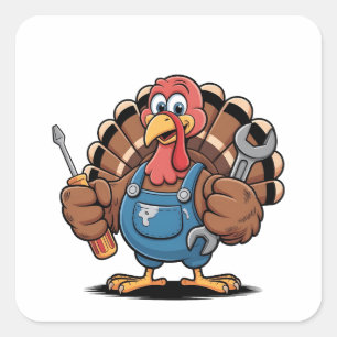 Mechanische Squad Türkei Erntedank Gobbler Quadratischer Aufkleber