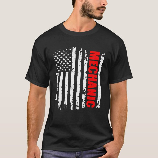 Mechanische US-Flaggenprofis T-Shirt (Vorderseite)