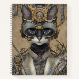 Mechanische Vintage Steampunkkatze Notizbuch