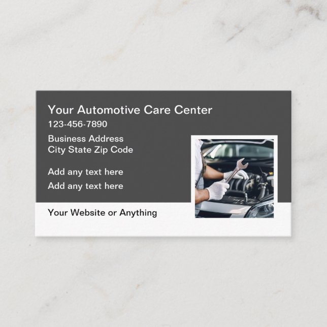 Mechanische Visitenkarten für Kfz-Reparaturdienstl Visitenkarte (Vorderseite)