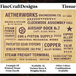 Mechanische Werke Fabrik Typografie FA6 Decoupage Seidenpapier
