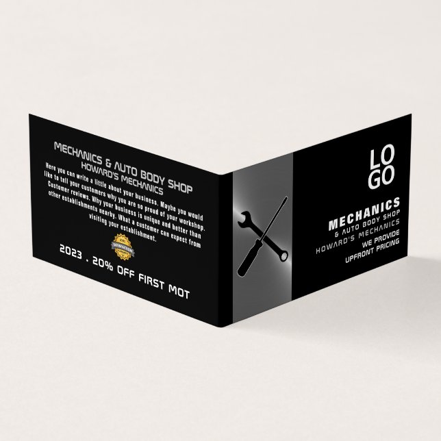 Mechanische Werkzeuge, Auto Mechanik und Reparatur Visitenkarten (Vorderseite)