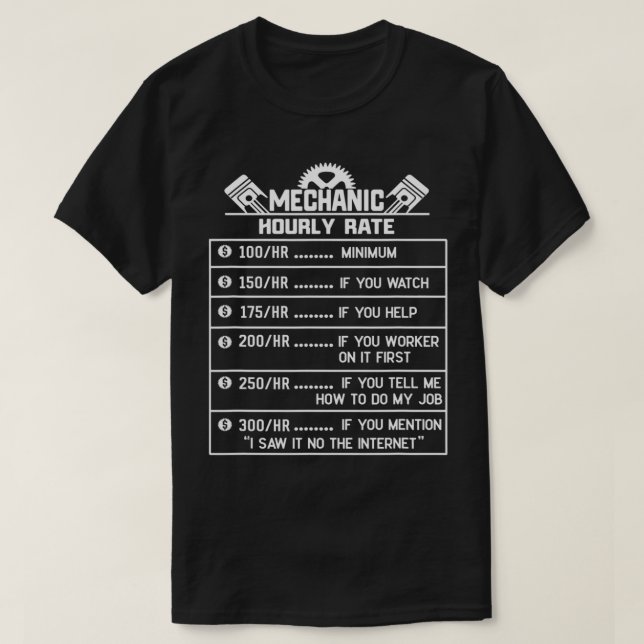 Mechanische Werkzeuge für den Stundensatz T-Shirt (Design vorne)